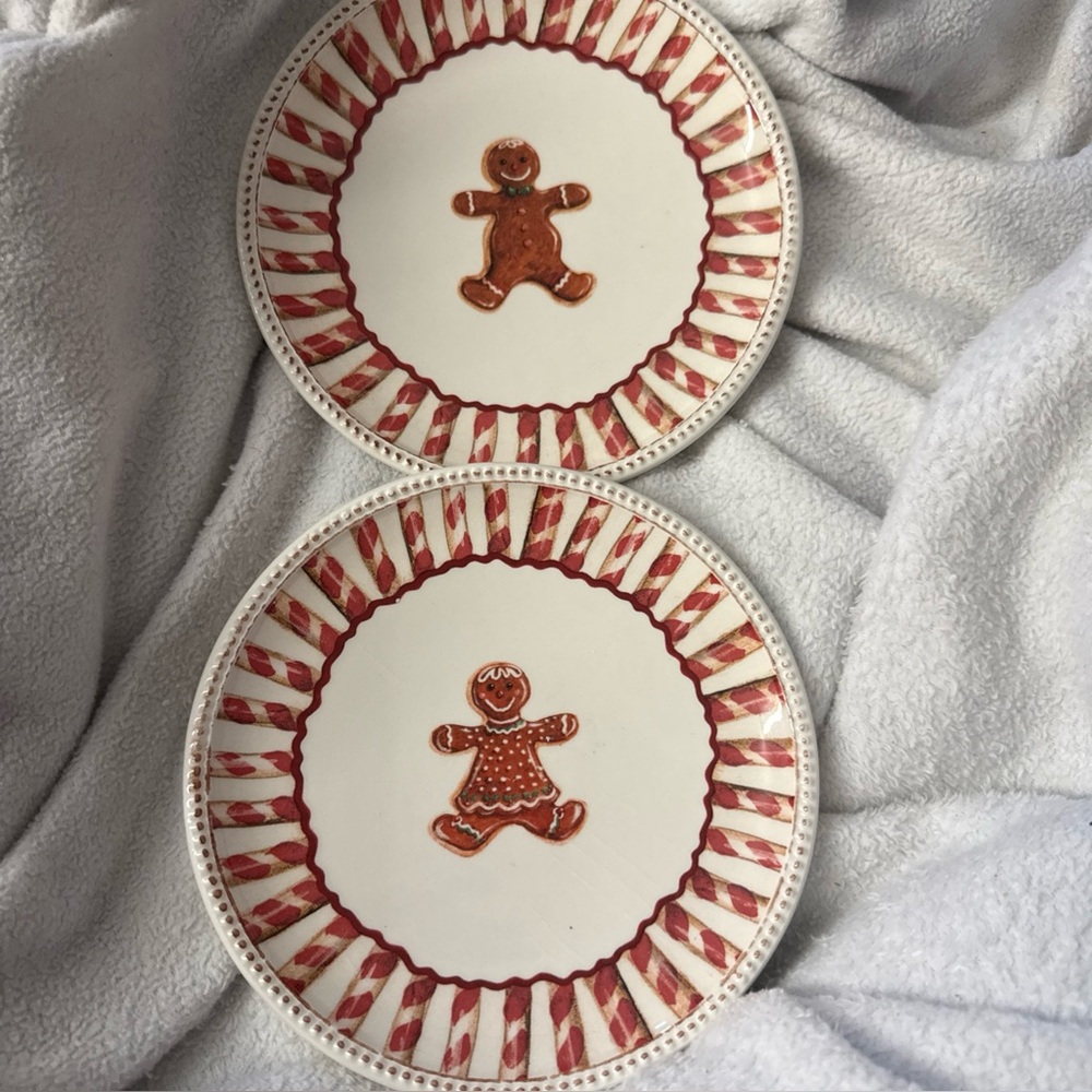 Festive Gingerbread Plates Boy Girl Set of two by Kate McRostie